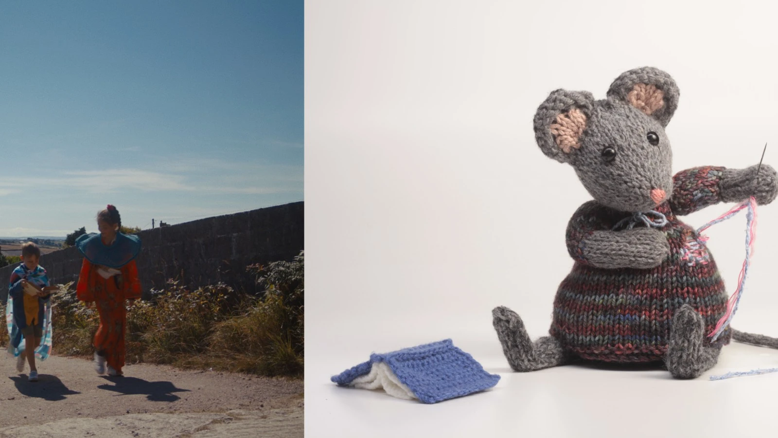 An image with two frames from the short films discussed.