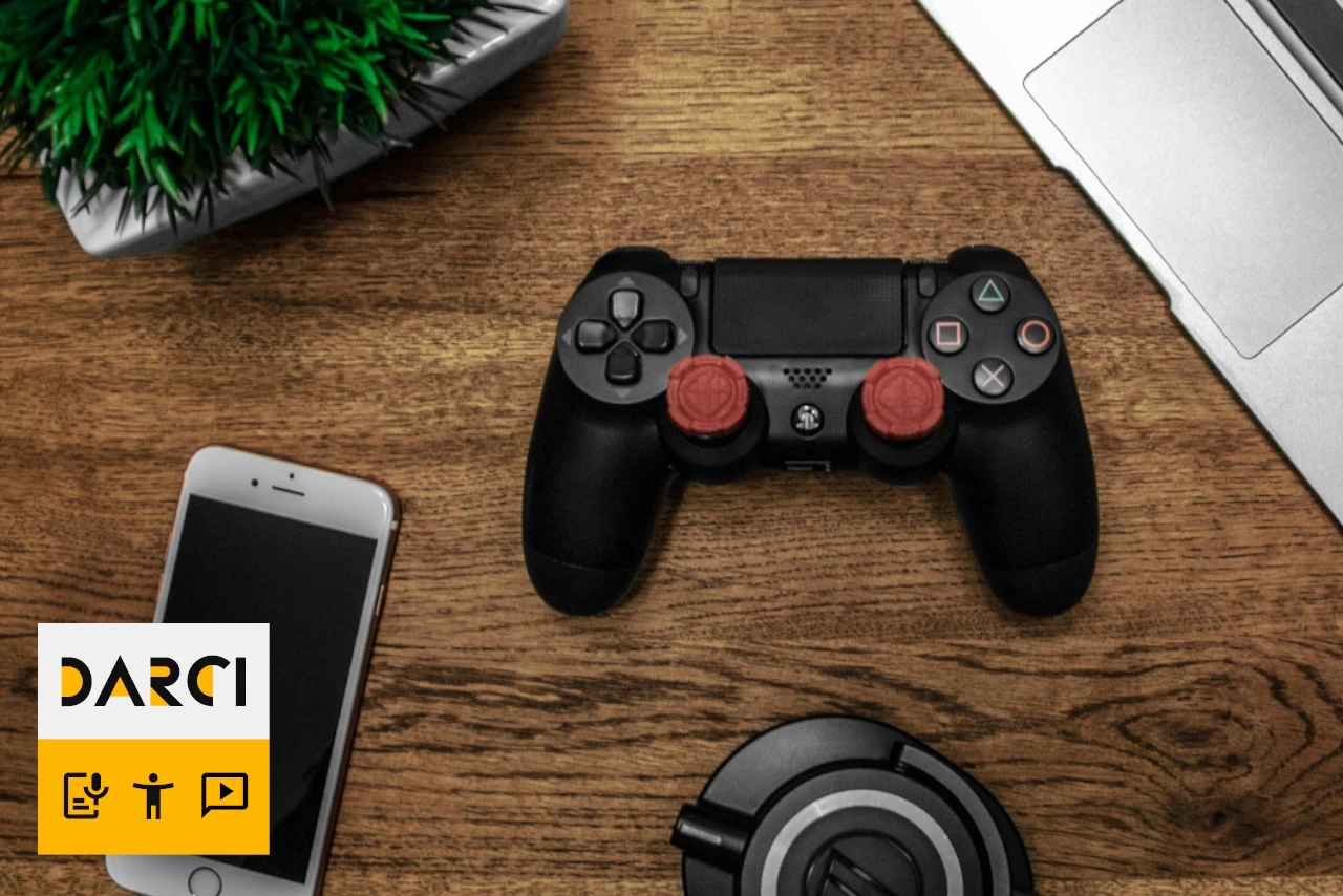 ‘A women standing in front of an audience.’