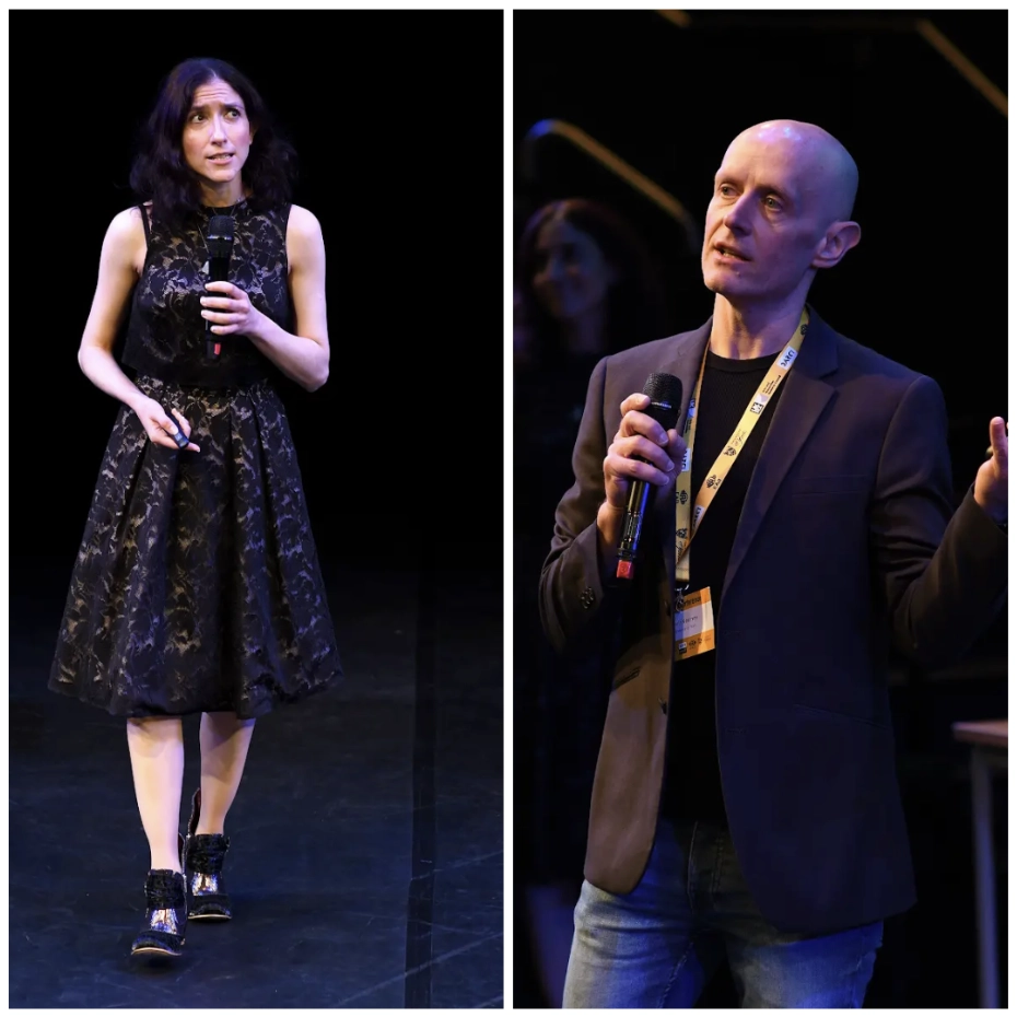 Mariana (left) and Gavin (right) presenting.